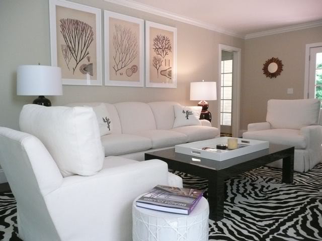 Living Room with White Sofas